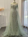 Sheath/Column Illusion Sparkly Sequin Prom Dresses With Beading #Milly020122909