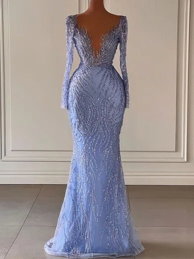 Mermaid Illusion Sparkly Sequin Prom Dresses With Long Sleeves #Milly020122919