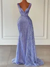Sheath/Column V-neck Sparkly Sequin Prom Dresses #Milly020122920