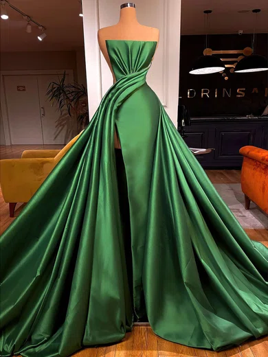 Ball Gown Strapless Satin Prom Dresses With Ruched #Milly020122941