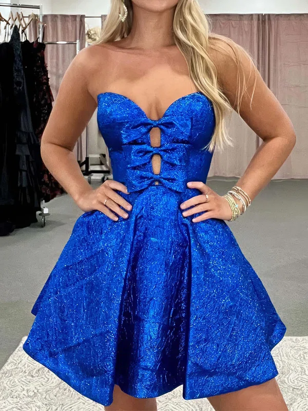 Royal Blue Sweetheart Satin Strapless Homecoming Dresses #Milly02054234
