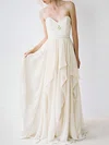A-line Sweetheart Chiffon Sweep Train Wedding Dresses With Cascading Ruffles #00020848