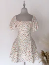 A-line Square Neckline Lace Short Sleeve Homecoming Dresses #Milly02053963