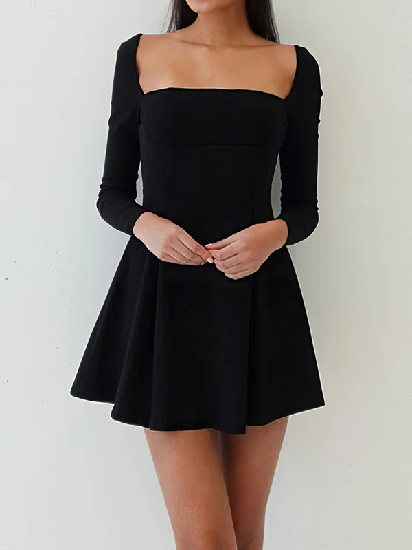 Black Square Neckline Long Sleeve Homecoming Dresses #Milly02053974