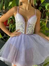 V-neck Glitter Skater Homecoming Dresses With Crystal Detailing #Milly02054091