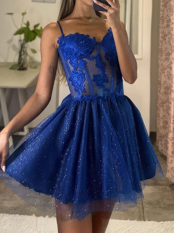 Sweetheart Glitter Skater Homecoming Dresses With Appliques Lace #Milly02054118