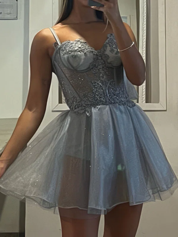 Sweetheart Glitter Skater Homecoming Dresses With Appliques Lace #Milly02054127