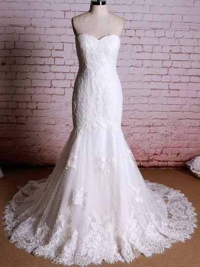 Boutique Sweetheart Appliques Ivory Lace Trumpet/Mermaid Wedding Dress #00020920