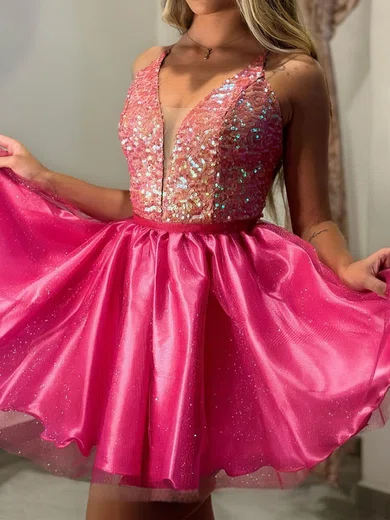 Sparkly Skater V-neck Sequin Dress PT02054147