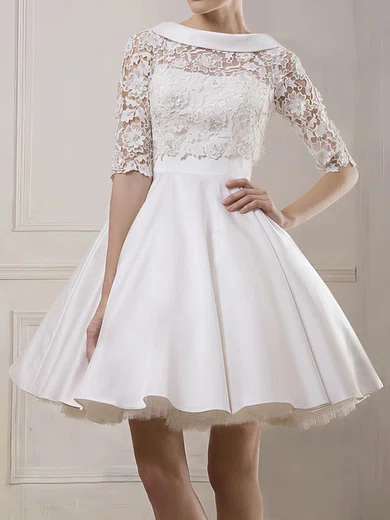 Short satin wedding on sale dress