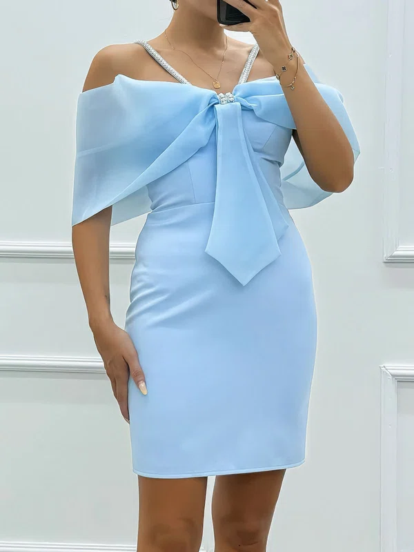 Sky Blue Halter Stretch Crepe Beaded Bodycon Homecoming Dresses #Milly02054330
