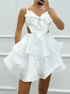 White Cutout Satin Tiered Homecoming Dresses #Milly02054337