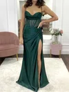Sheath/Column Sweetheart Satin Corset Prom Dresses With Ruched #Milly020123559