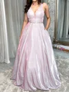 Ball Gown/Princess V-neck Glitter Floor-length Prom Dress With Beading #Milly020123569