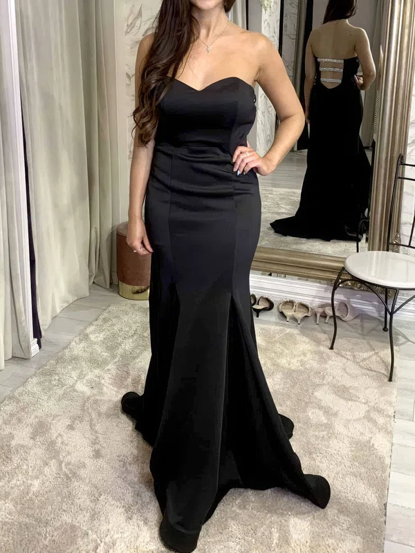 Mermaid Strapless Stretch Crepe Cut Out Prom Dresses #Milly020123587