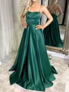 Ball Gown Scoop Neck Satin Prom Dresses With Ruched #Milly020123592