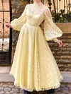 Ball Gown/Princess High Neck Lace Ankle-length Prom Dress #Milly020123654