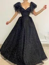 Ball Gown/Princess V-neck Glitter Tulle Floor-length Prom Dress #Milly020123678