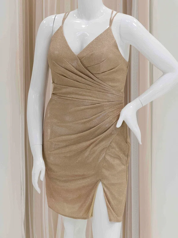 V-neck Glitter Split Bodycon Homecoming Dresses #Milly02054191