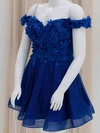 Royal Blue Off-The-Shoulder Glitter Tulle Homecoming Dresses #Milly02054197