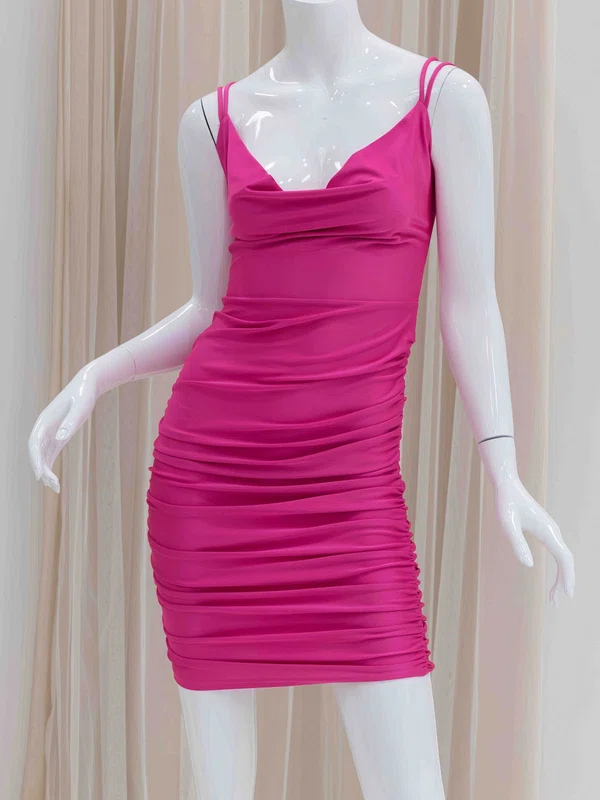 Fuchsia Draped Collar Jersey Ruched Bodycon Homecoming Dresses #Milly02054216