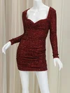 Sparkly Burgundy Bodycon Ruched Sequin Dress PT02054225