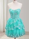 Strapless Glitter Tulle Tiered Homecoming Dresses #Milly02054245