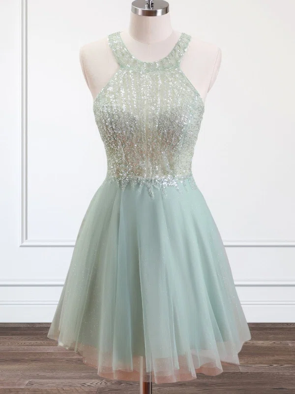 Glitter Tulle Scoop Neck Homecoming Dresses #Milly02054248