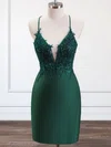Dark Green V-neck Appliques Lace Bodycon Homecoming Dresses #Milly02054251