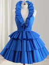 Backless Halter Satin Ruffle Homecoming Dresses #Milly02054270