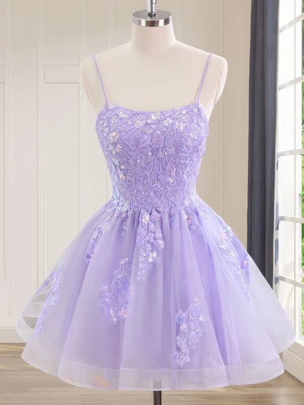 Backless Glitter Tulle Appliques Lace Homecoming Dresses #Milly02054295
