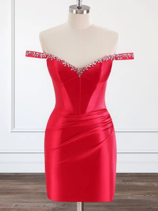 Red Off-The-Shoulder Satin Beaded Bodycon Homecoming Dresses #Milly02054300
