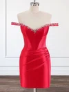 Red Off-The-Shoulder Satin Beaded Bodycon Homecoming Dresses #Milly02054300