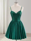 Dark Green V-neck Satin Beaded Homecoming Dresses #Milly02054302