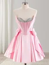 Pink Sweetheart Satin Bow Homecoming Dresses #Milly02054314