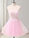 Pink Sweetheart Tulle Appliques Lace Homecoming Dresses #Milly02054328