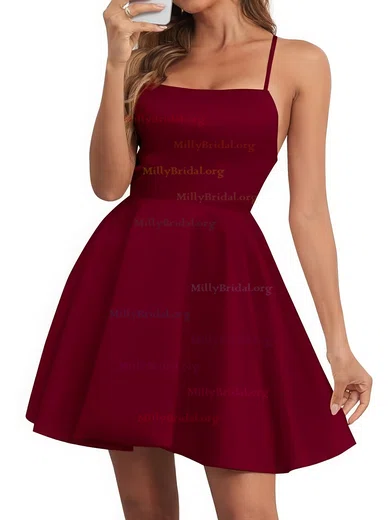Cute Skater Satin Square Neck Homecoming Dresses