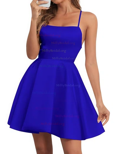 スマイル様へ♥ Cute Skater Satin Square Neck Homecoming Dresses