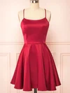 Modest Red Skater Satin Lace-up Homecoming Dresses #Milly02054560