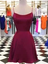 Elegant Burgund Skater Satin Square Neck Homecoming Dresses #Milly02054561