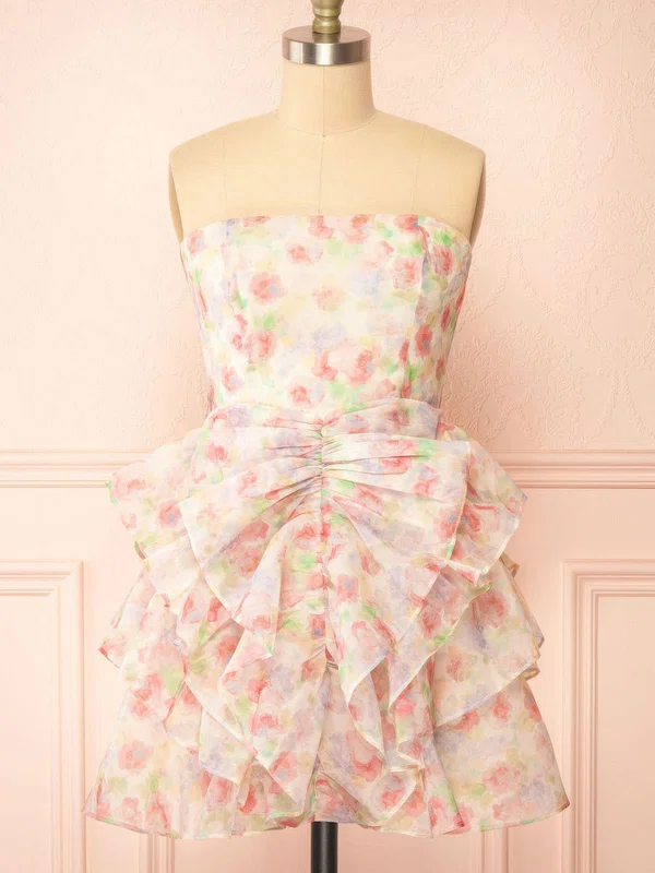 Straight Chiffon Tiered Skater Homecoming Dresses #Milly02054566