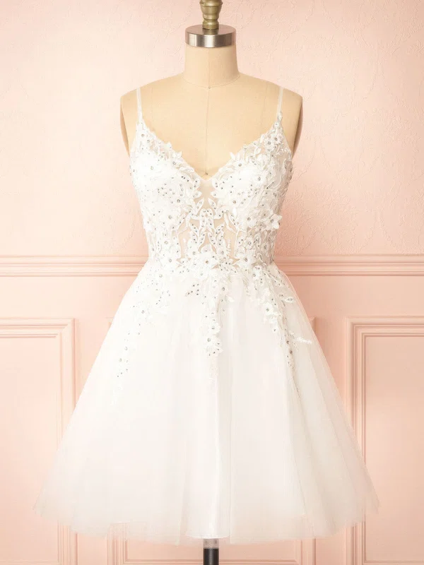 Cute White Skater Tulle Appliques Homecoming Dresses #Milly02054568