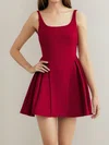 Elegant Burgundy Skater Square Neck Homecoming Dresses #Milly02054440