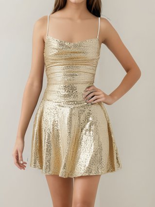 Gold Homecoming Dresses Mini Short Gold Hoco Dresses MillyBridal