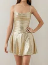 Sparkly Champagne Skater Sequin Ruched Homecoming Dresses #Milly02054444