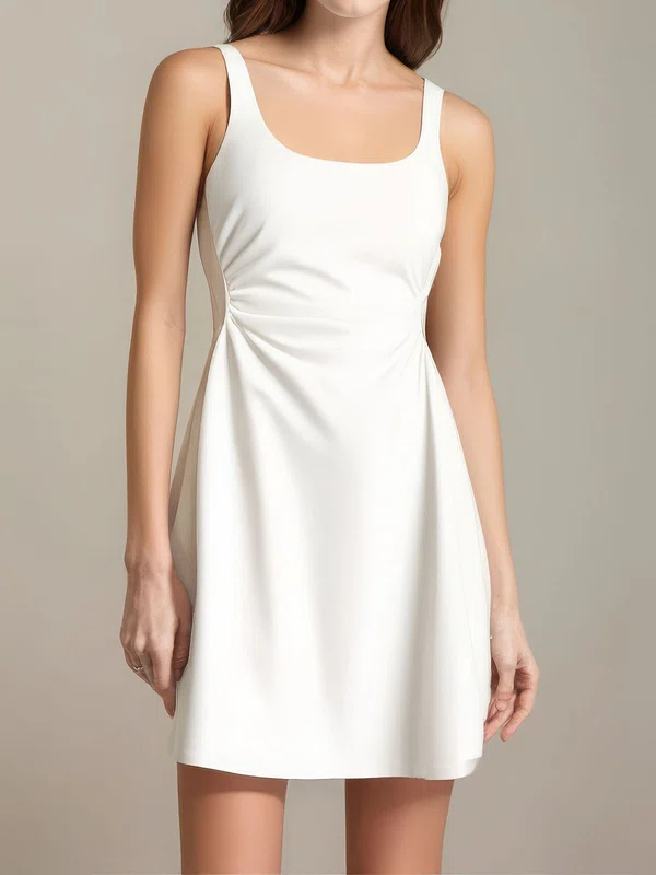 White Square Neckline Stretch Crepe Homecoming Dresses #Milly02054470