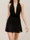 Black Halter Ruched Homecoming Dresses #Milly02054483