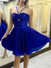 Unique Royal Blue Skater Metallic Pleated Homecoming Dresses #Milly02054586