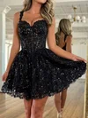 Corset Black Skater Glitter Tulle Appliques Homecoming Dresses #Milly02054607