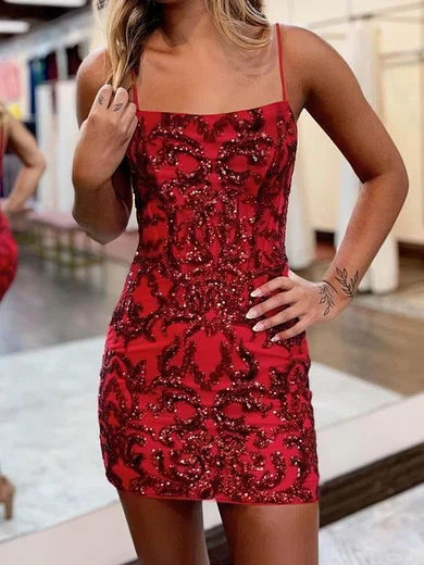 Glitter Bodycon Square Neckl Lace-Up Homecoming Dresses S02054623